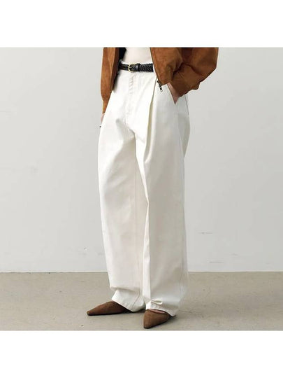 Denim One Tuck Wide Balloon Pants Ivory - NOIRER FOR WOMEN - BALAAN 2