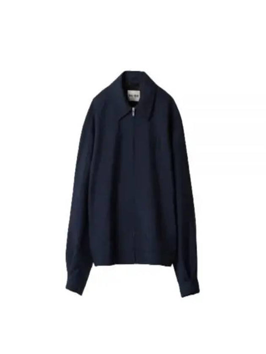 Mohair Embroidered Logo Wool Zip-up Jacket Navy - MIU MIU - BALAAN 2