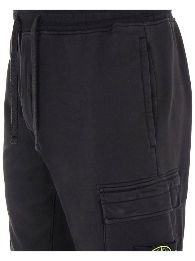 Garment Dyed Cotton Fleece Track Pants Black - STONE ISLAND - BALAAN 5