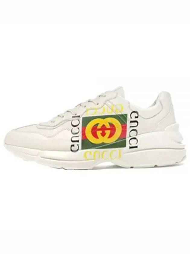 Rhyton Leather Sneakers Square Logo Ivory - GUCCI - BALAAN 2