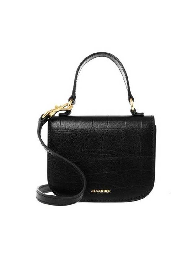 Tangle Logo Mini Calfskin Leather Cross Bag Black - JIL SANDER - BALAAN 1