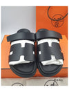 Hermes Chypre H Logo Calfskin Sandals Black - HERMES - BALAAN 3