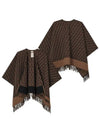 Roma Allover Logo Wool Cashmere Cape Brown - FENDI - BALAAN 6