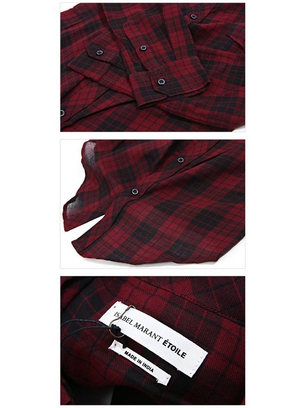 Women's Check Long Sleeve Shirt Red - ISABEL MARANT - BALAAN 6