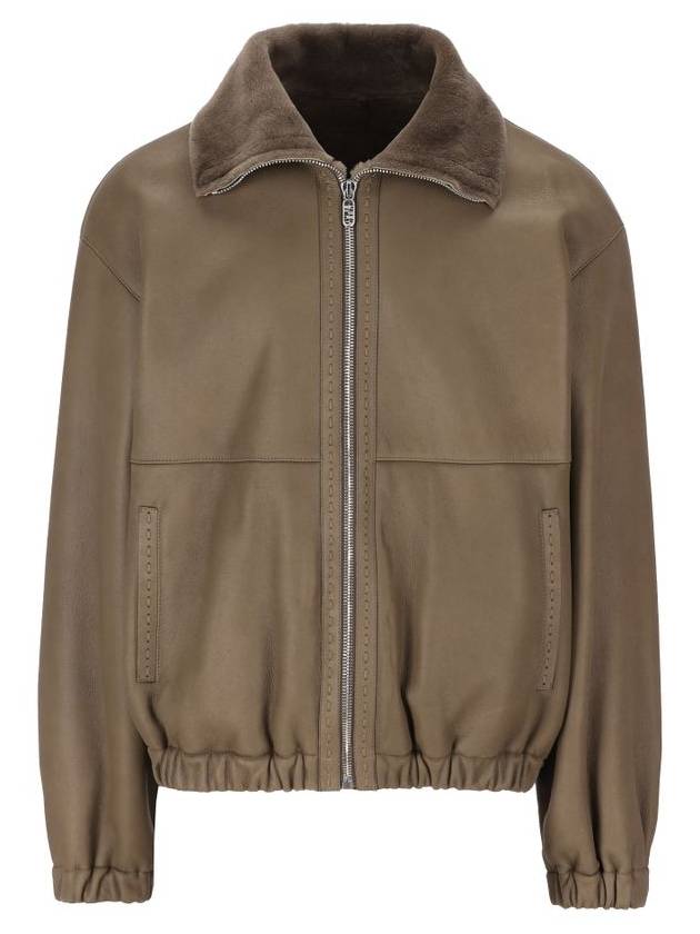 Shearling Blouson Jacket Dove Grey - FENDI - BALAAN 1