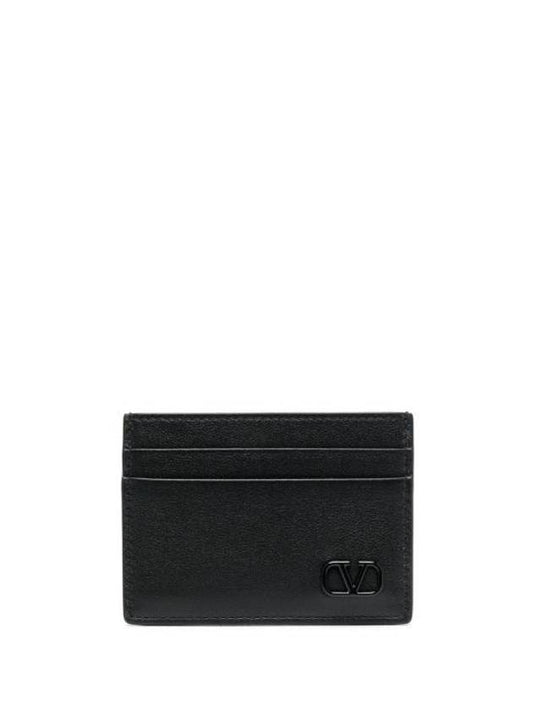 V Logo Signature Card Wallet Black - VALENTINO - BALAAN 1