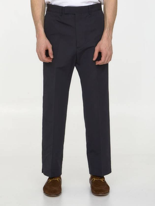 Men's Cotton Poplin Cropped Straight Pants Black - GUCCI - BALAAN 2