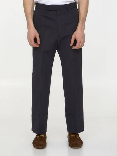 Men's Cotton Poplin Cropped Straight Pants Black - GUCCI - BALAAN 2