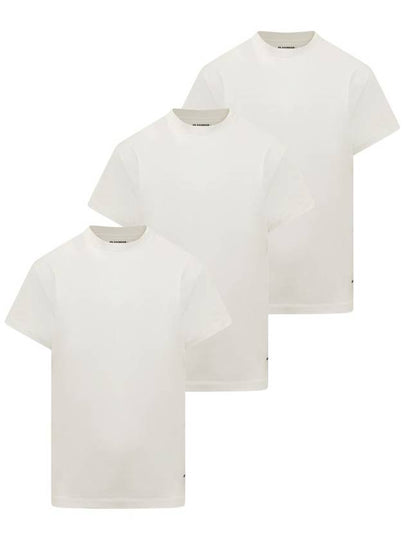 Logo Patch Cotton Short Sleeve T-Shirt 3 Pack White - JIL SANDER - BALAAN 2