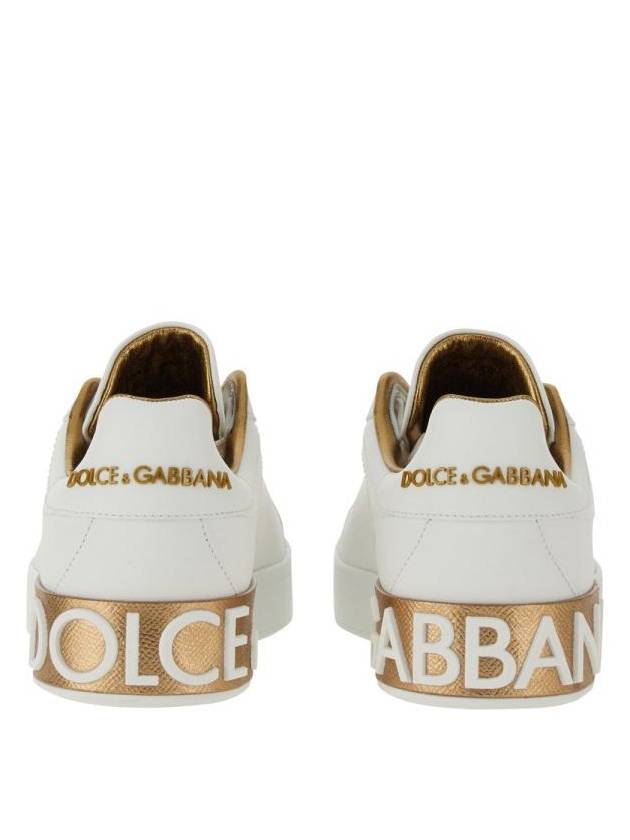 Metallic Logo Low Top Sneakers White - DOLCE&GABBANA - BALAAN 5