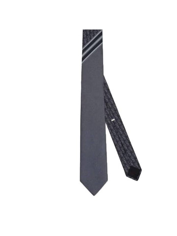 Oblique Striped Silk Tie Grey - DIOR - BALAAN 1