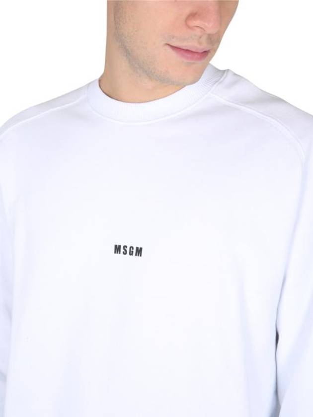 Micro Logo Print Cotton Sweatshirt White - MSGM - BALAAN 5