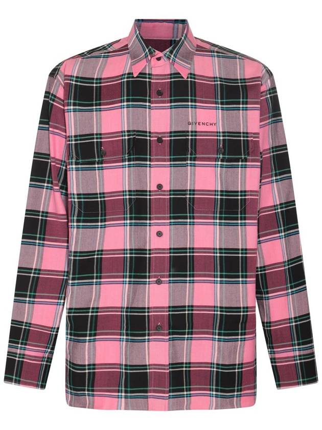 23 fw Multicolor Pink Cotton Virgin Wool Blend Check Shirt BM60Y414YY960 B0480739475 - GIVENCHY - BALAAN 1