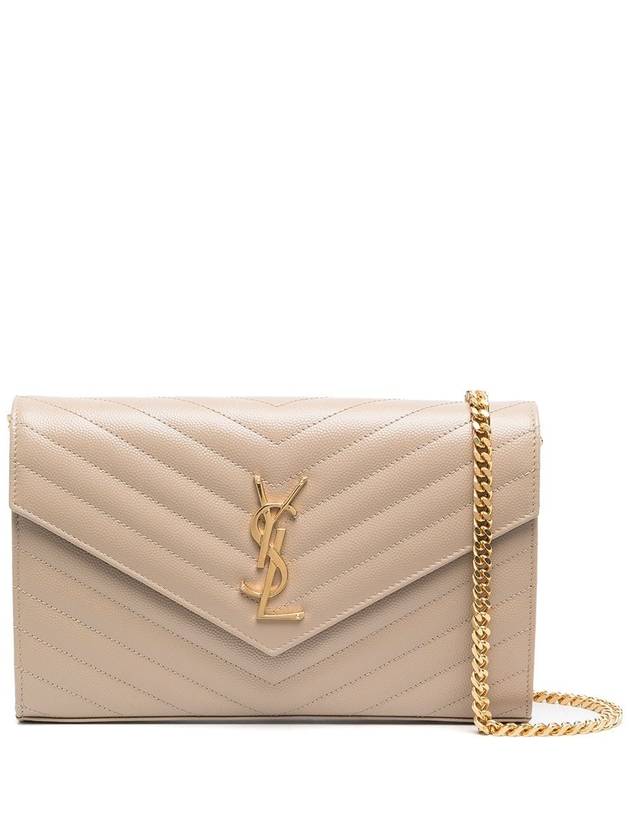 Monogram Matelasse Chain Shoulder Bag Beige - SAINT LAURENT - BALAAN 2