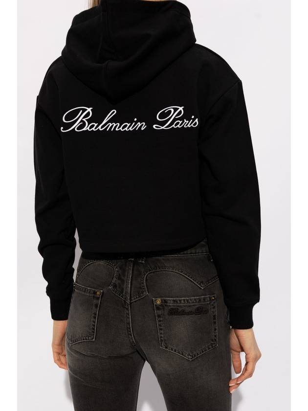 Balmain Cropped Hoodie, Women's, Black - BALMAIN - BALAAN 4