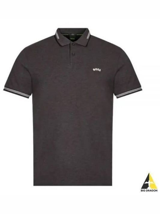 Paul Curved Logo Short Sleeve Polo Shirt Dark Grey - HUGO BOSS - BALAAN 2
