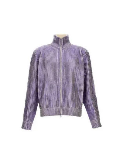 High Neck Zipper Ribbed Cotton Cardigan Purple - MAISON MARGIELA - BALAAN 2