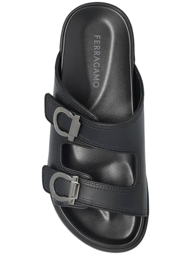 FERRAGAMO Leather Slides Colly, Men's, Black - SALVATORE FERRAGAMO - BALAAN 6