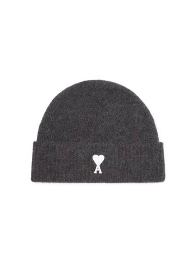 Logo Patch Knit Beanie Dark Gray - AMI - BALAAN 1