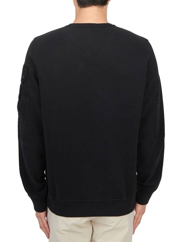 Brushed Organic Cotton Fleece Sweatshirt Black - STONE ISLAND - BALAAN 4