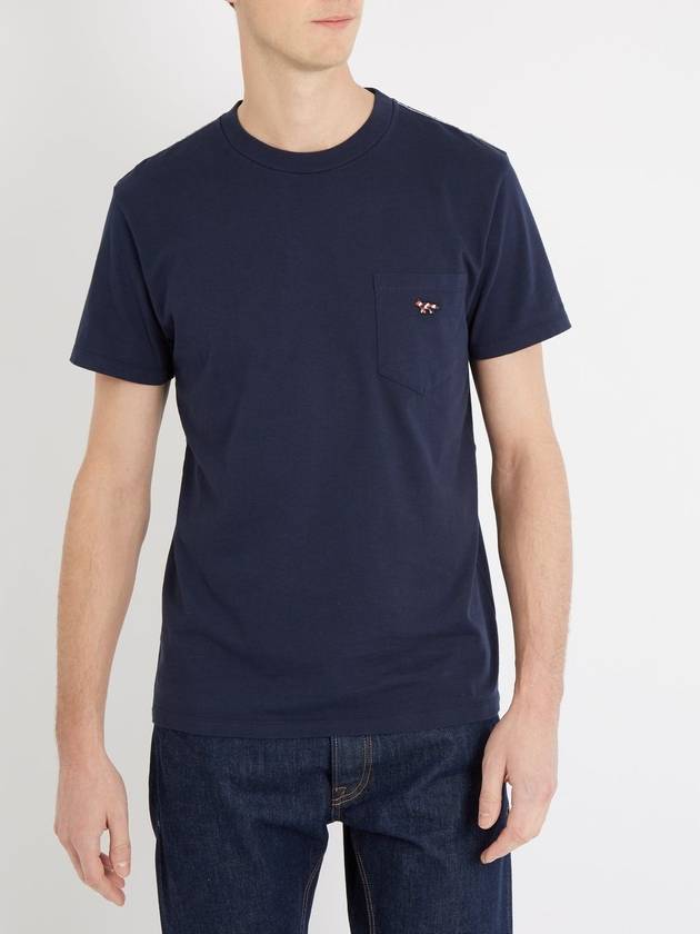 Fox Applique Patch Pocket Cotton Short Sleeve T-Shirt Navy - MAISON KITSUNE - BALAAN 5