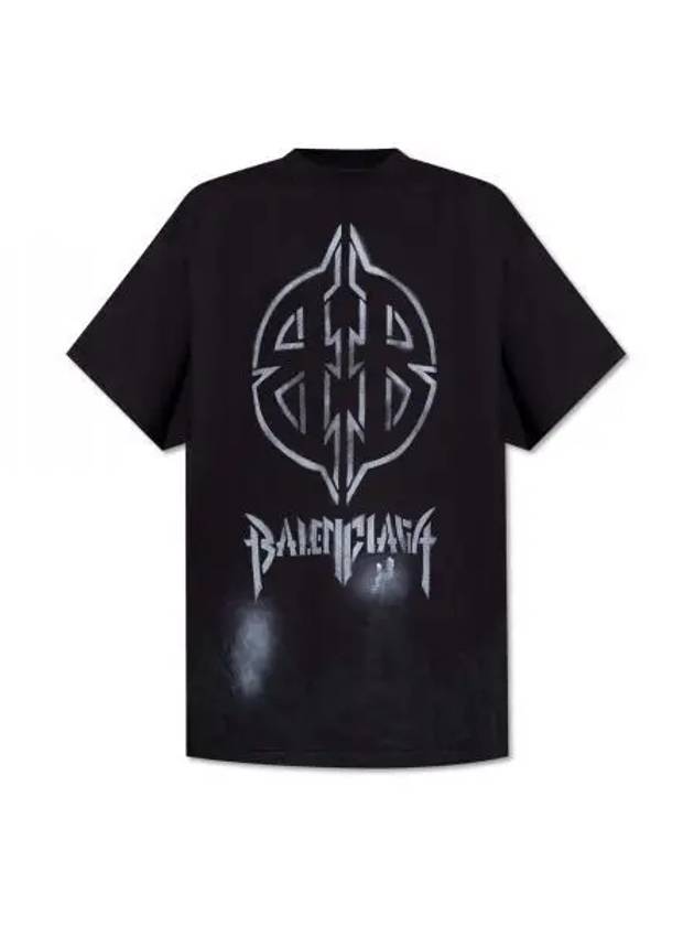 Metal BB Stencil Cotton Short Sleeve T-Shirt Black - BALENCIAGA - BALAAN 2