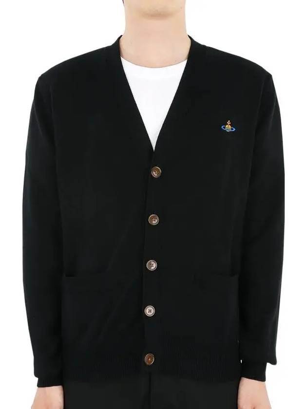 ORB Logo V-Neck Cardigan Black - VIVIENNE WESTWOOD - BALAAN 3