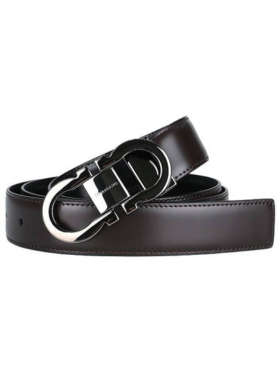 Gancini Reversible Leather Belt Black Dark Brown - SALVATORE FERRAGAMO - BALAAN 2