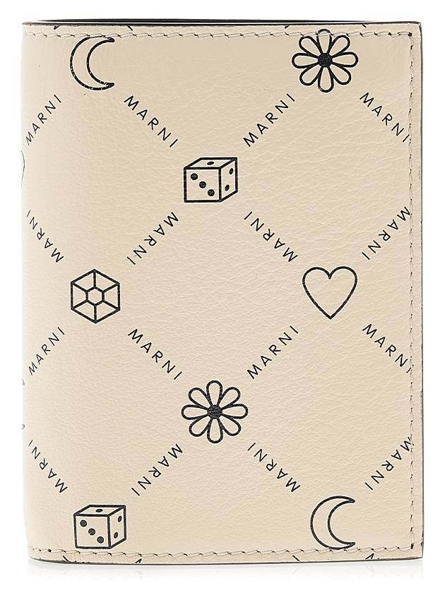 Graphic Logo Leather Half Wallet Ivory - MARNI - BALAAN 2