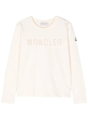 Moncler Kids 8 10 Logo Long Sleeve T Shirt Ivory - MONCLER - BALAAN 1