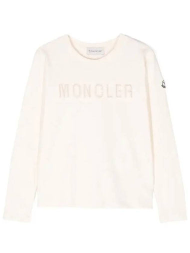 Moncler Kids 8 10 Logo Long Sleeve T Shirt Ivory - MONCLER - BALAAN 1