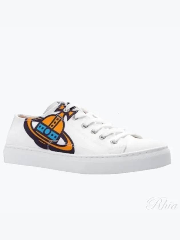 Plimsoll Logo Print Cotton Low Top Sneakers White - VIVIENNE WESTWOOD - BALAAN 2