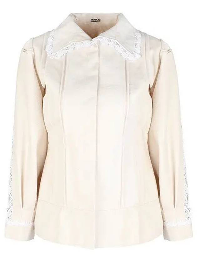 Lace Trim Fleece Jacket Beige - MAISON MARGIELA - BALAAN 2