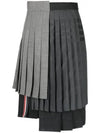 Plain Weave Fresco 4 Bar Multi Pleated Skirt Grey - THOM BROWNE - BALAAN 2