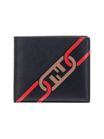 Oracle Chain Print Bifold Bifold Wallet Black - FENDI - BALAAN.