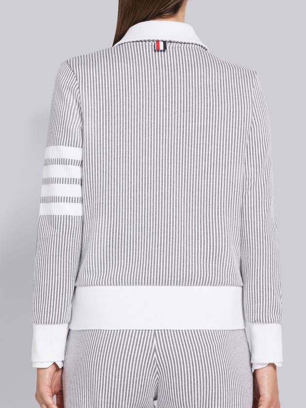 Women's Seersucker Loopback 4-Bar Zip-Up Jacket Light Gray - THOM BROWNE - BALAAN 4