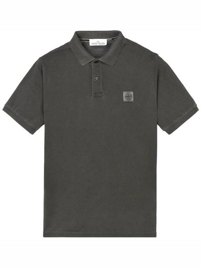 Men's Logo Patch Cotton Short Sleeve Polo Shirt Charcoal - STONE ISLAND - BALAAN 2