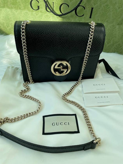 Interlocking GG Chain Small Cross Bag Black - GUCCI - BALAAN 2