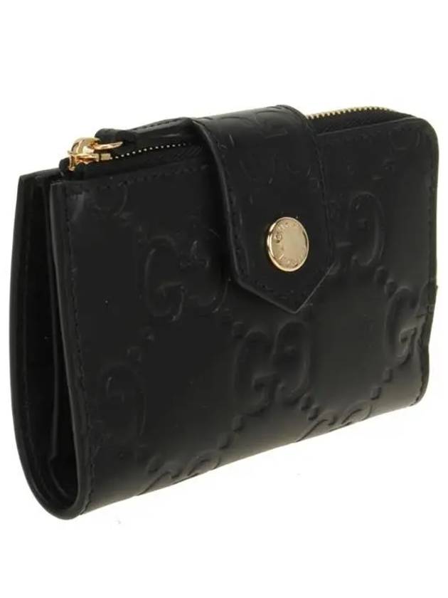 GG Snap Button Leather Medium Card Wallet Black - GUCCI - BALAAN 3