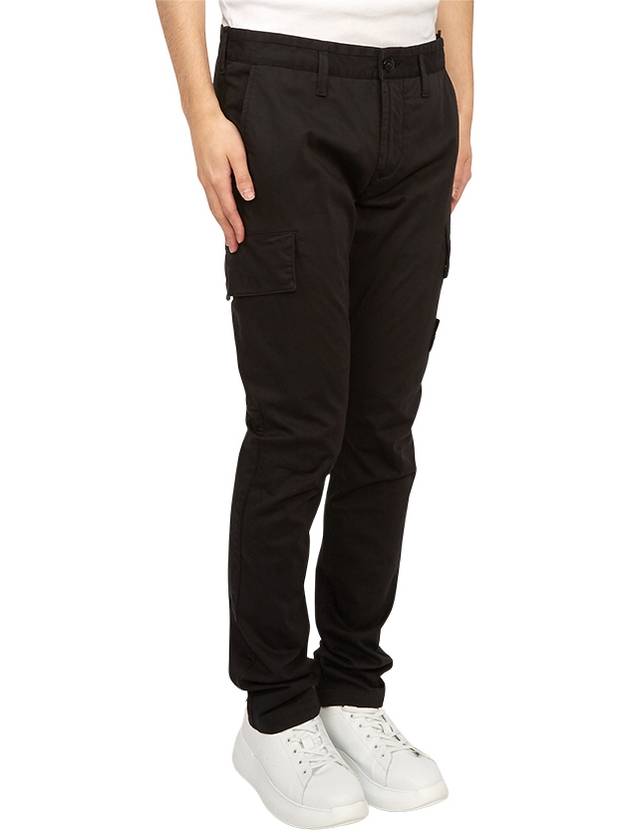 Logo Patch Cargo Straight Pants Black - STONE ISLAND - BALAAN 4