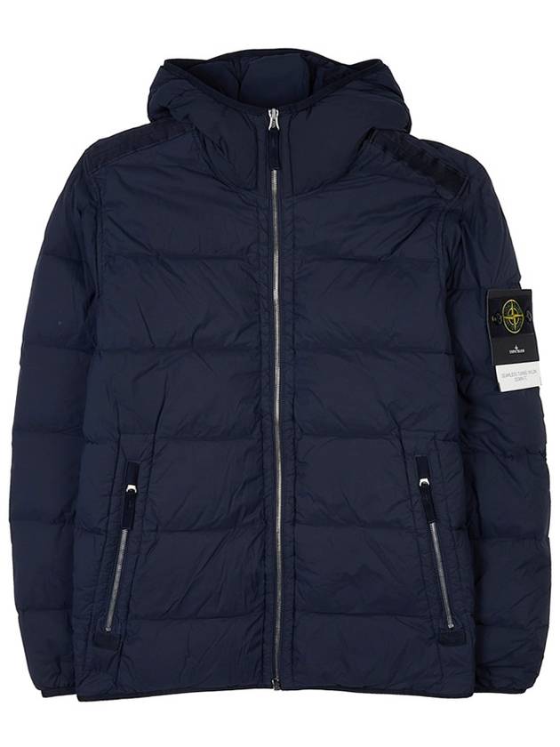 Seamless Logo Nylon Hooded Down Jacket Navy - STONE ISLAND - BALAAN 11