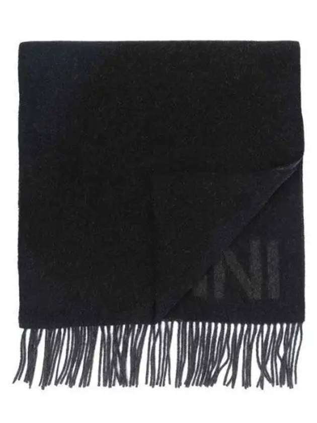 A3905 Logo Fringe Scarf Muffler 1004330 - GANNI - BALAAN 1