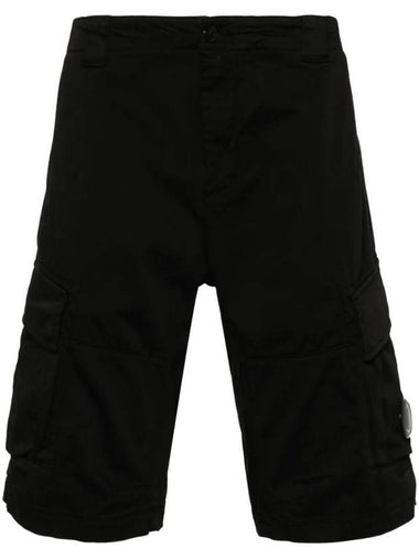 Stretch Satin Cargo Shorts Black - CP COMPANY - BALAAN 1