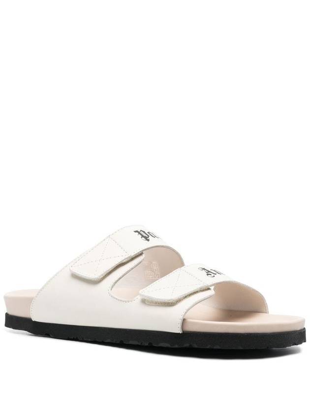 Logo Leather Sandals White - PALM ANGELS - BALAAN 3