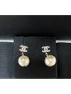 Metal Glass Strass Pearly White Earrings Silver - CHANEL - BALAAN 3