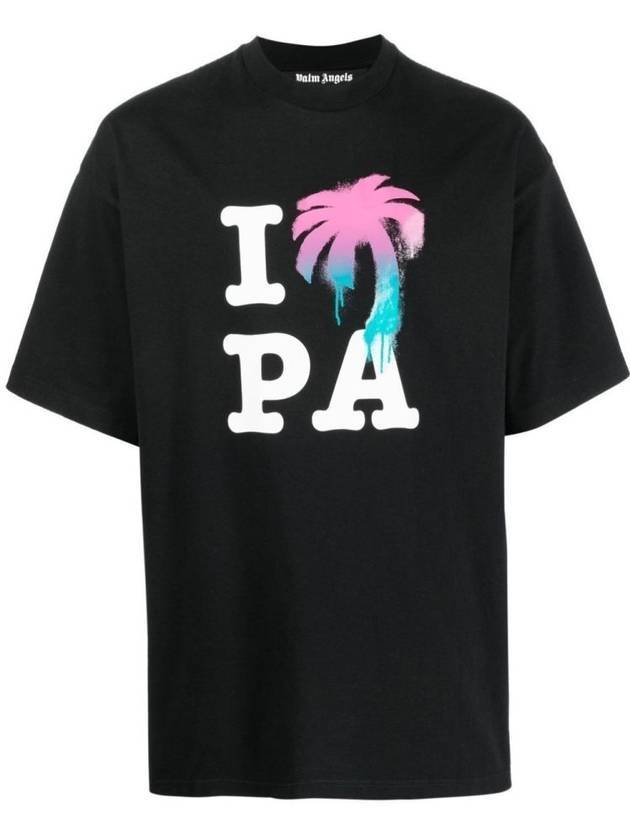 I Love Pa Classic Cotton Short Sleeve T-Shirt Black - PALM ANGELS - BALAAN 2