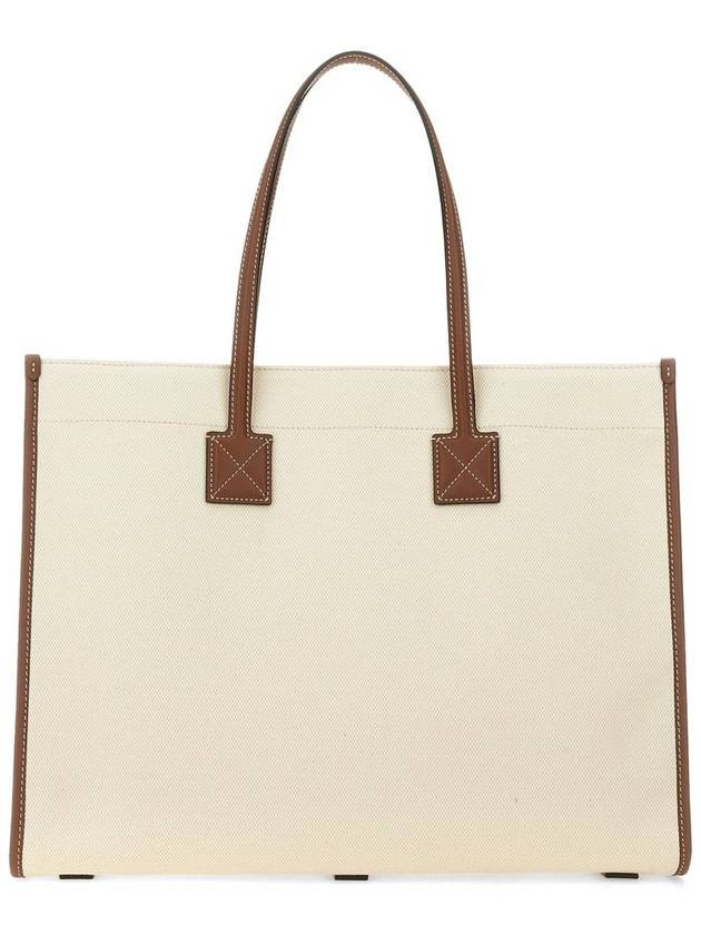 Medium Two-Tone Canvas and Leather Freya Tote Bag Natural Tan - BURBERRY - BALAAN 3