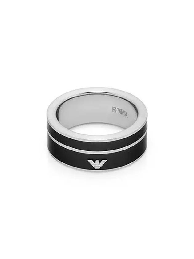 Logo Stainless Steel Ring Silver Black - EMPORIO ARMANI - BALAAN 2