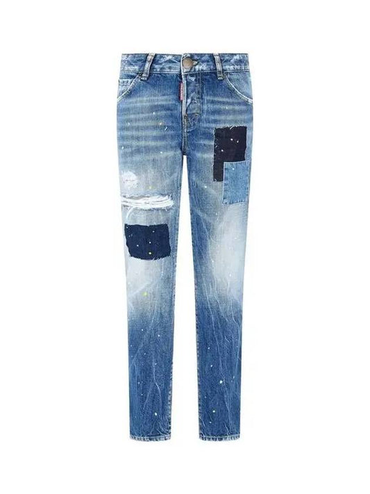 Women s Multi Patch Cool Girl Jeans Washed Indigo - DSQUARED2 - BALAAN 1