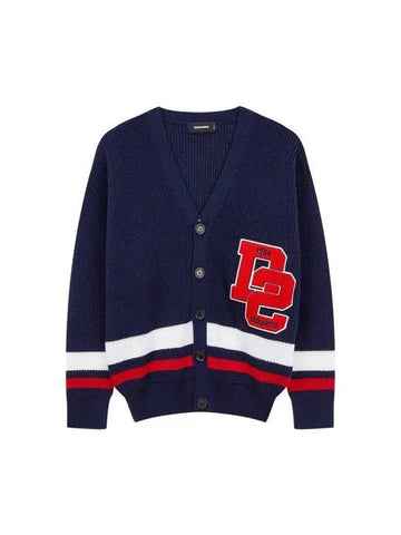 Men s Ribbed Wool Fisherman Cardigan Navy - DSQUARED2 - BALAAN 1